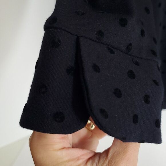 J. Crew Black Velvet Dot Ponte Sweater 3/4 Sleeve Women's Top S - Picture 4 of 8